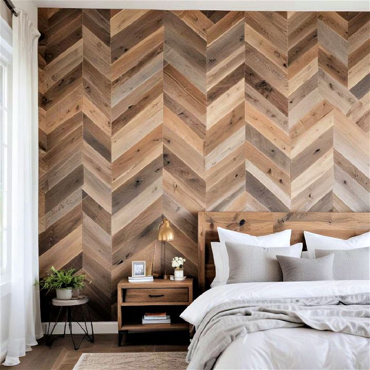 chevron pattern barnwood accent wall