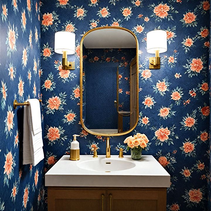 chic wallpaper restaurant bathroom