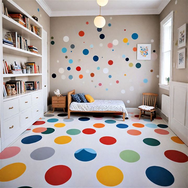 children’s room polka dots painted floor