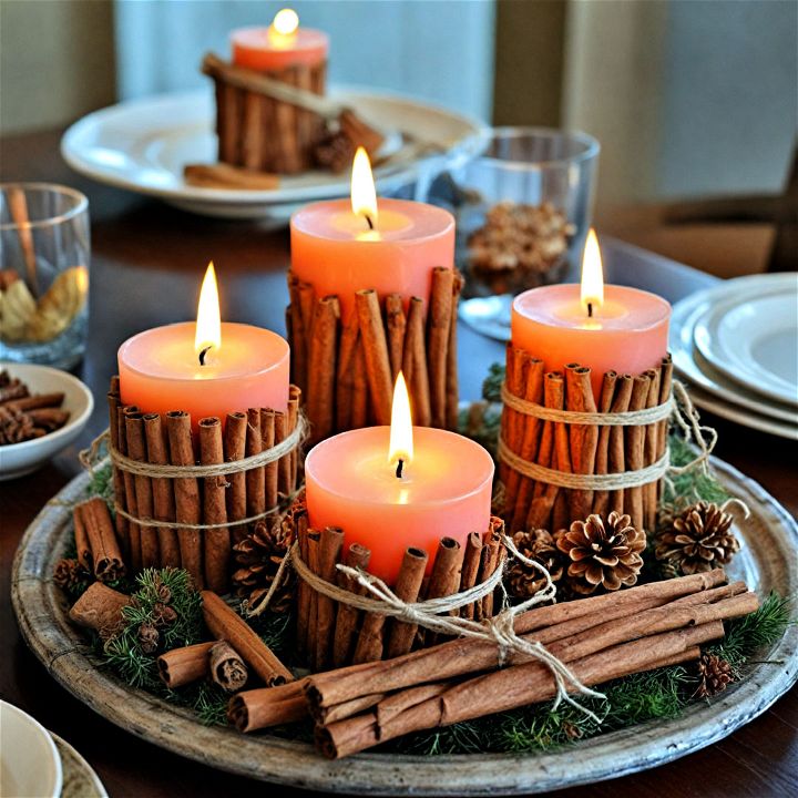 cinnamon stick candles for fall decor