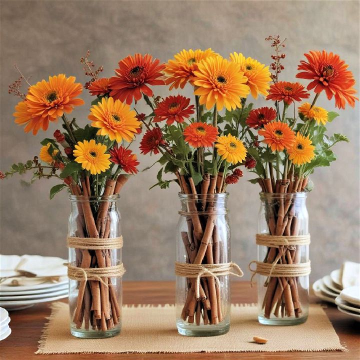 cinnamon stick vases for thanksgiving centerpiece