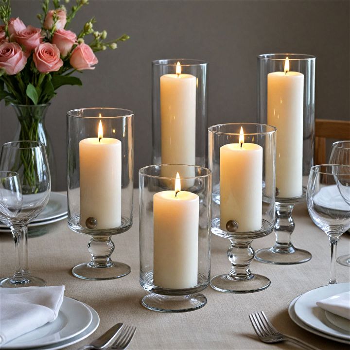 classic and elegant hurricane glass candle holders