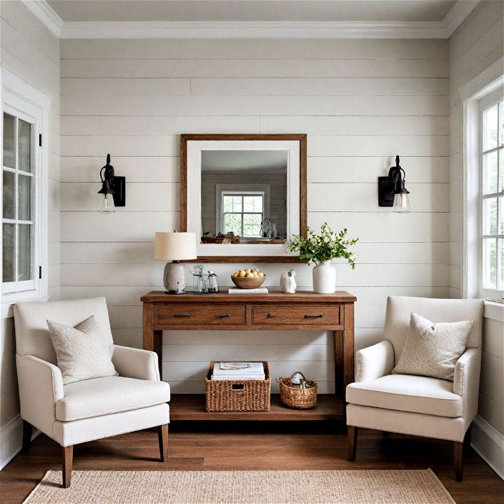 classic and rustic shiplap accent wall