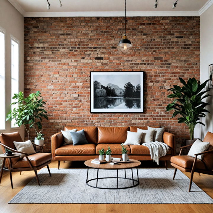 classic exposed brick wall for living room