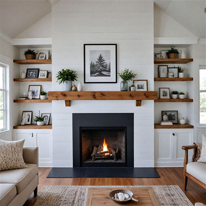 classic shiplap fireplace wall