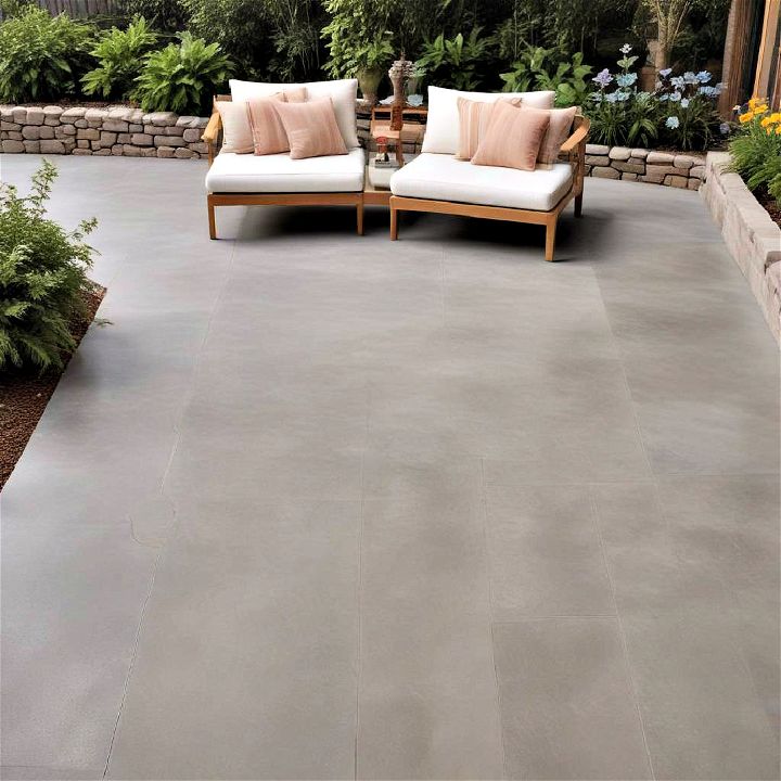 classic solid color concrete patio