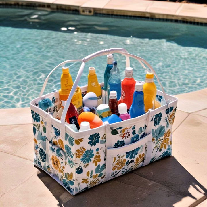 collapsible pool caddy made from fabric
