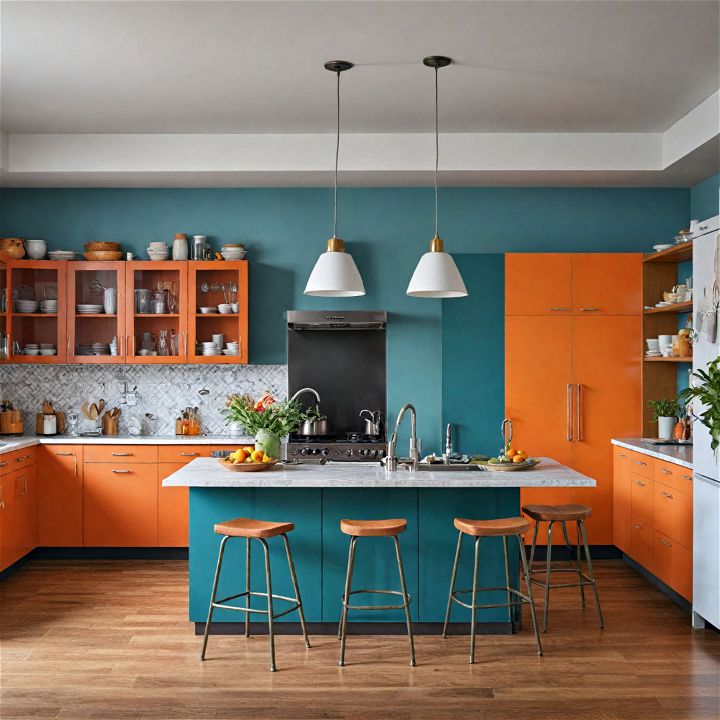 color contrast minimalist kitchen