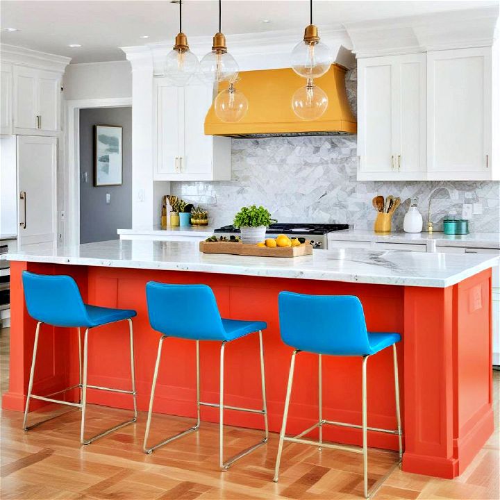 colorful accent seating for kitchen island