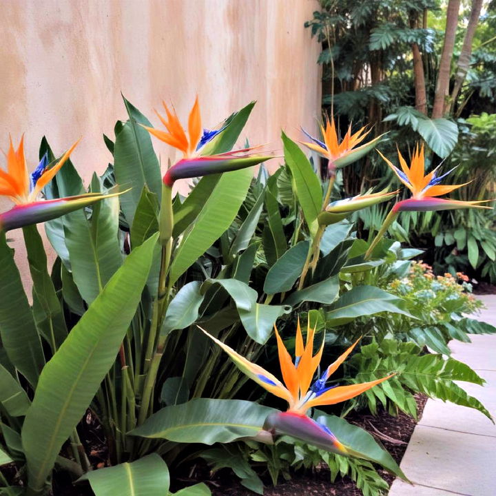 colorful bird of paradise pathway