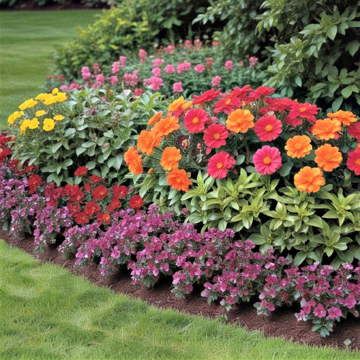 colorful border with flower bed edging