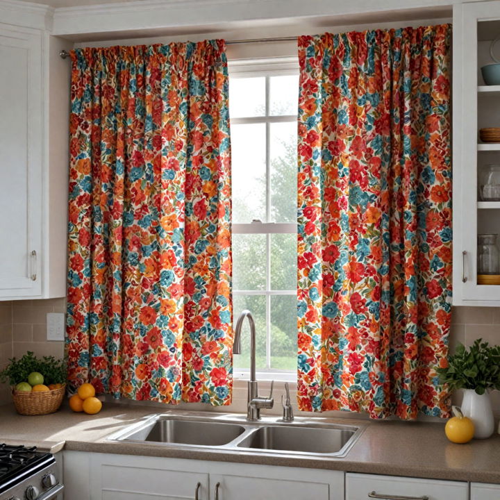 colorful curtains for kitchen window