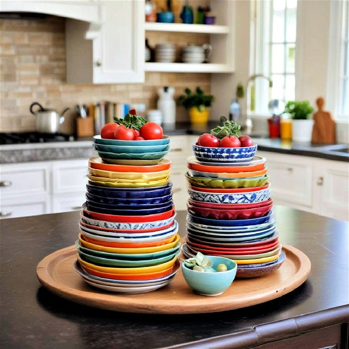 colorful decorative dishes for island