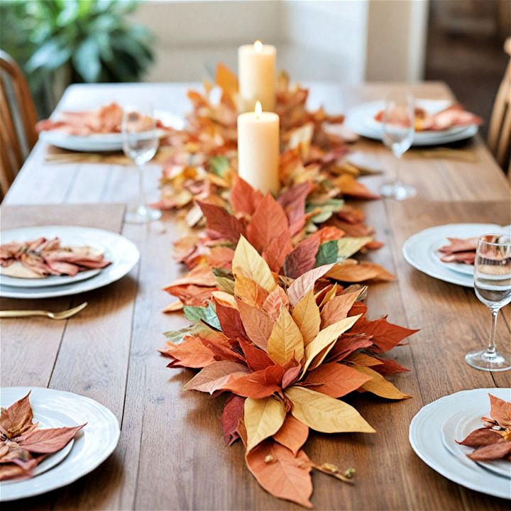 colorful fabric leaf fall centerpiece