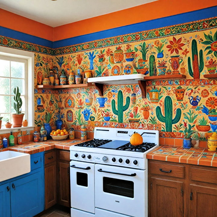 colorful hand painted mexican murals