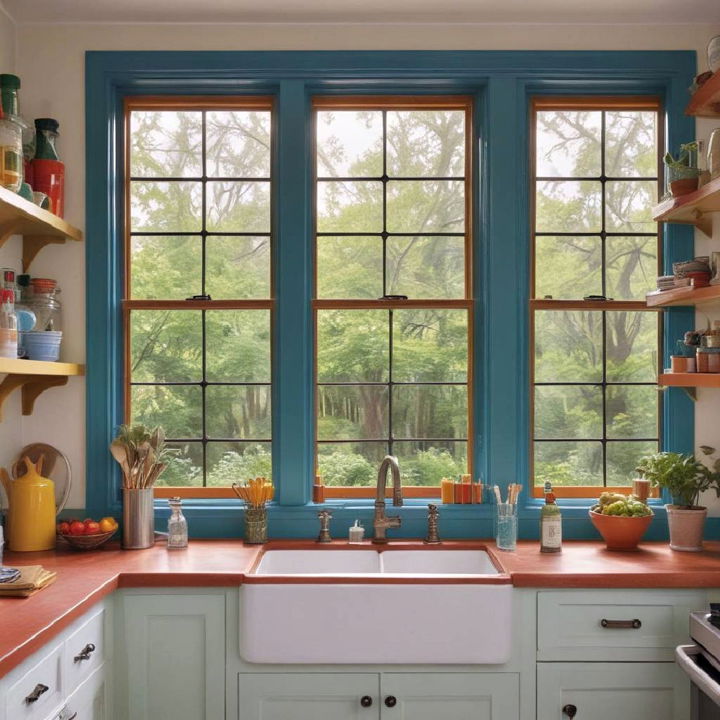 colorful kitchen window frame