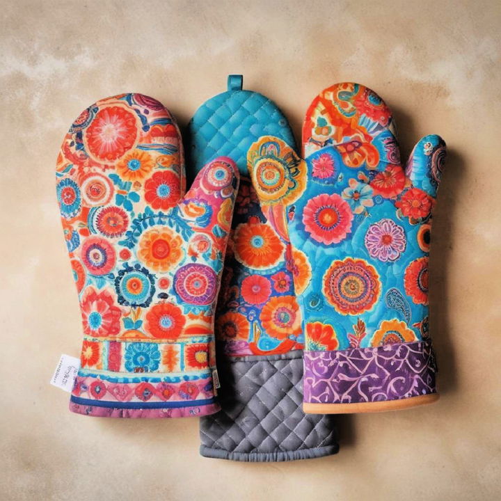 colorful oven mitts and potholders idea