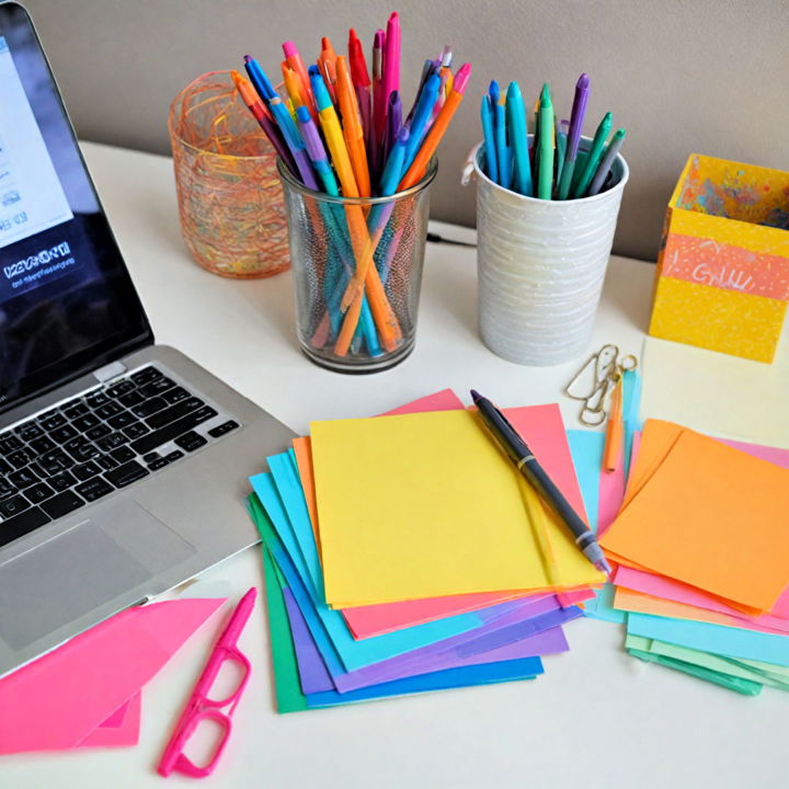 colorful stationery for cubicle decor