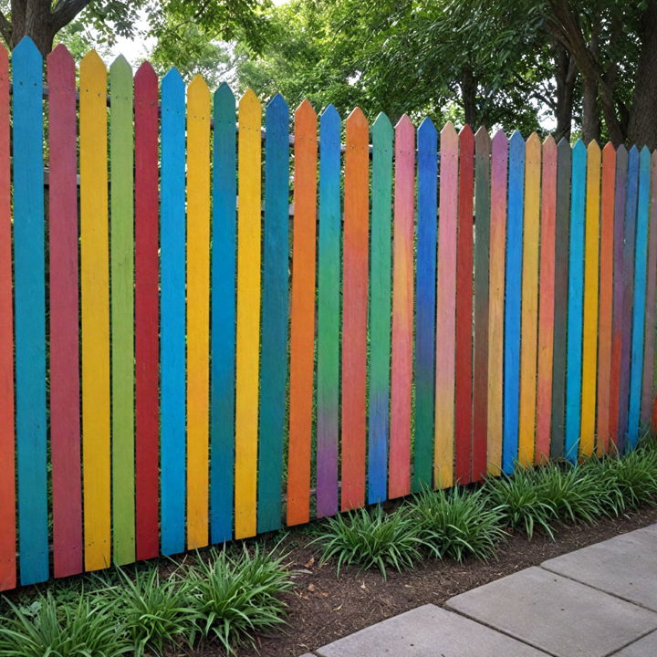 colorful stripes fence painting