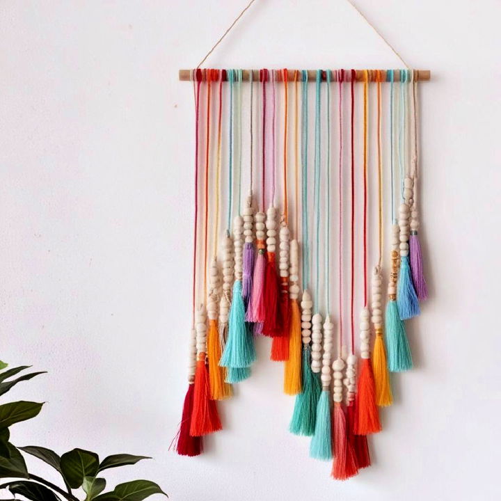 colorful tassels wall hangings to any room