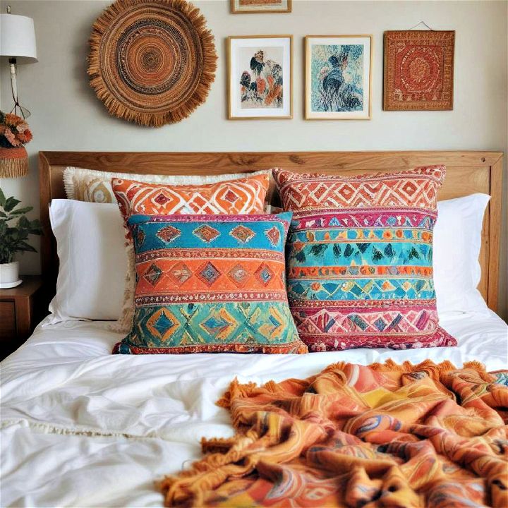 colorful throw pillows for bed