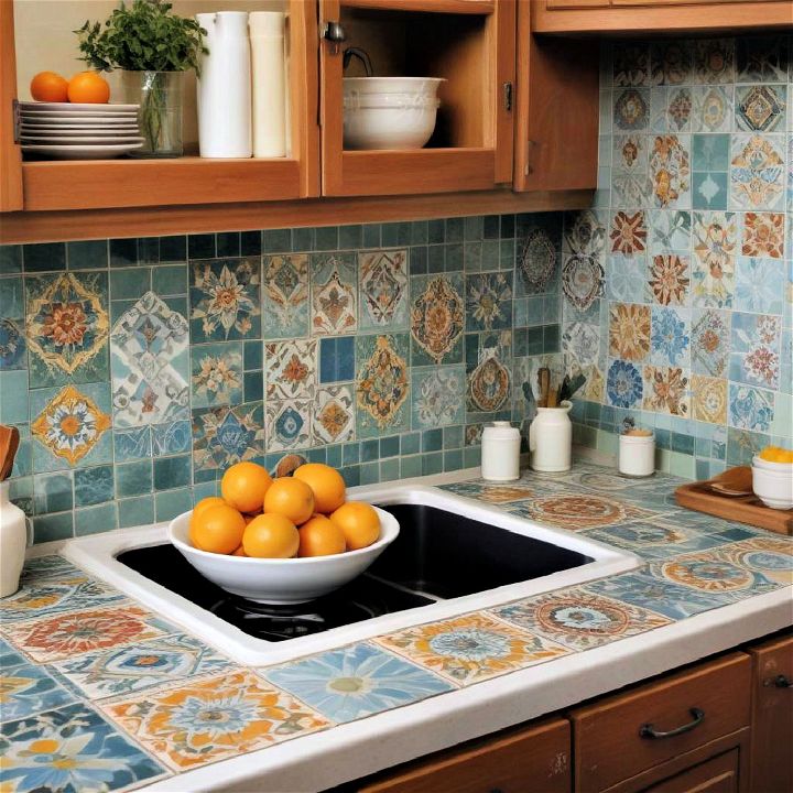 colorful tiled countertop pattern