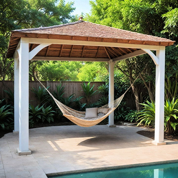 comfortable gazebo with hammock