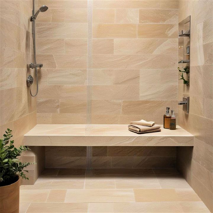 comfortable sandstone shower bench