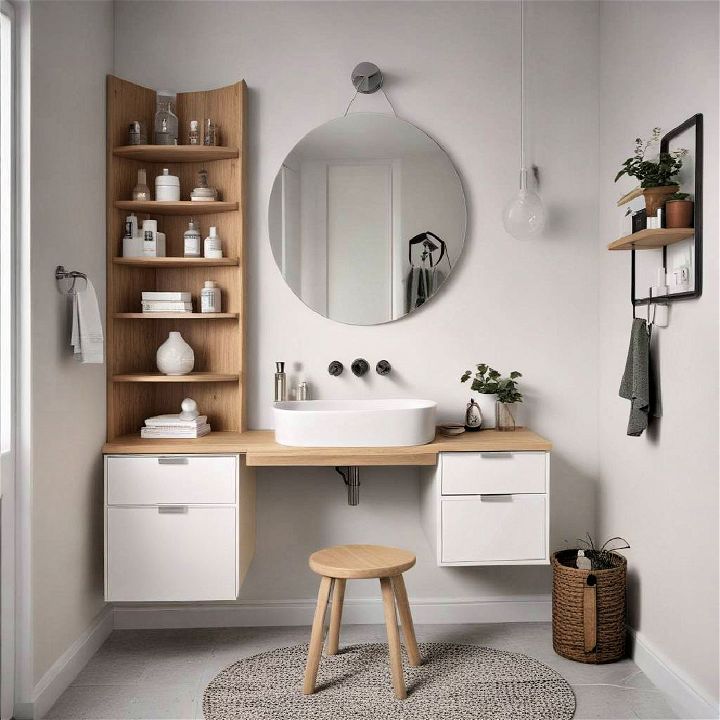 compact and versatile furniture for scandinavian bathroom