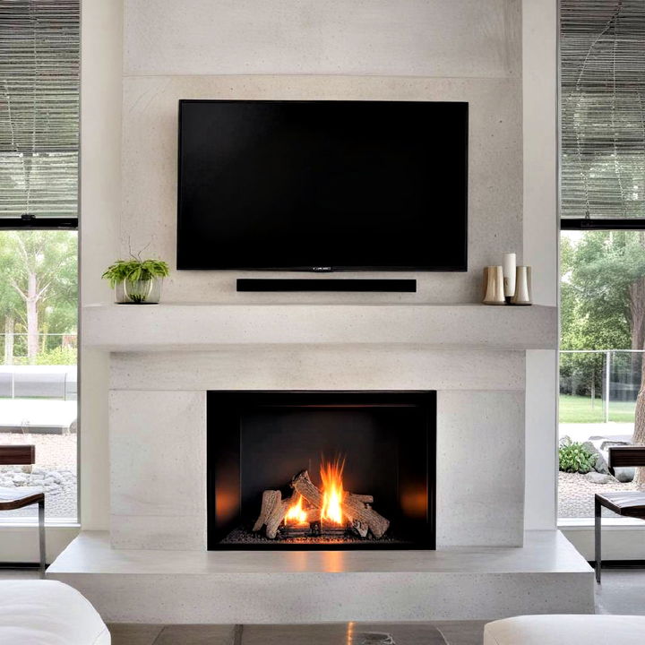 contemporary concrete fireplace