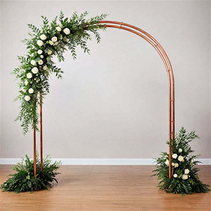 copper pipe arch for urban wedding themes