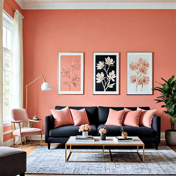 coral pink living room paint color