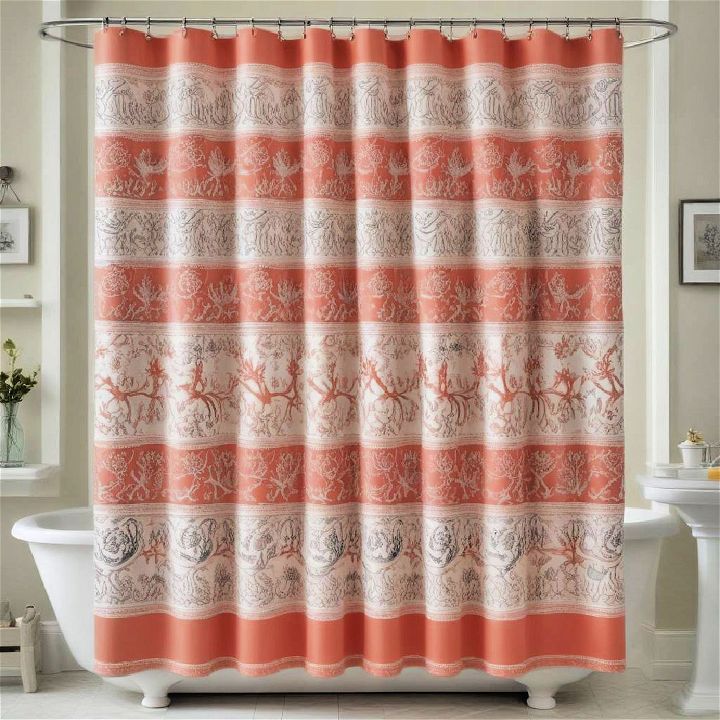 coral shower curtain rings for nautical bathroom