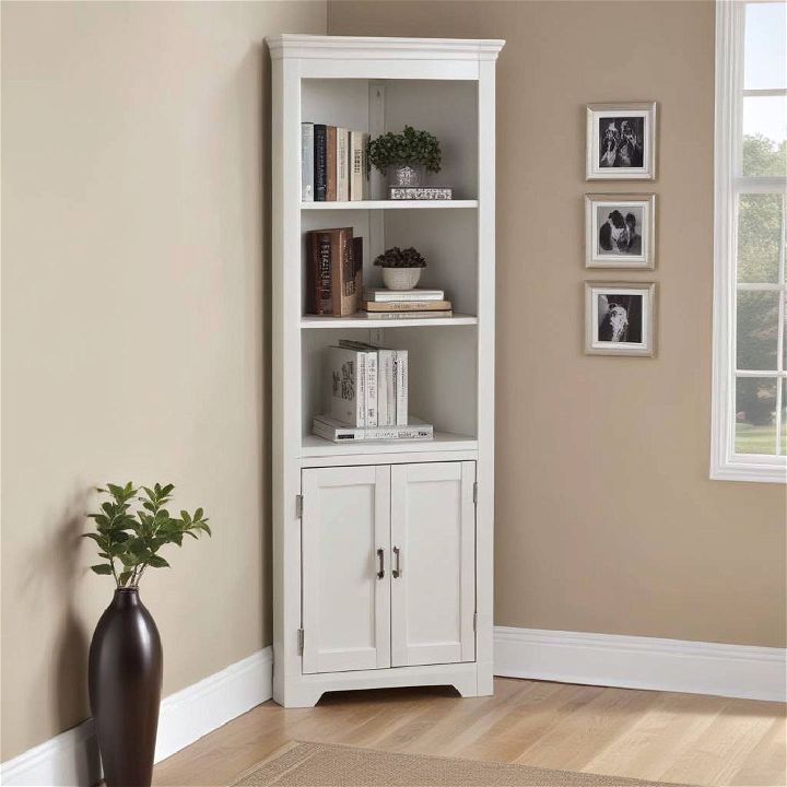 corner bookcase with door combines storage