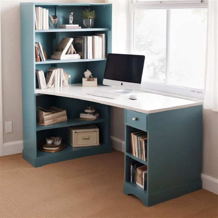 corner bookshelf desk for small spaces