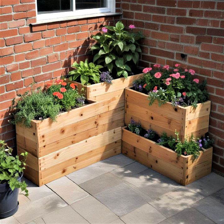 corner planter boxes for growing flowers