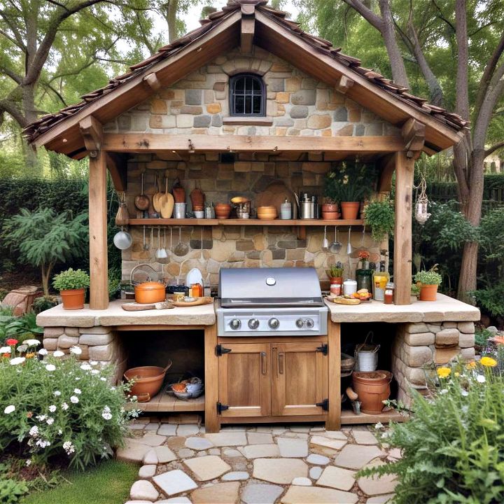 cottage core outdoor kitchen