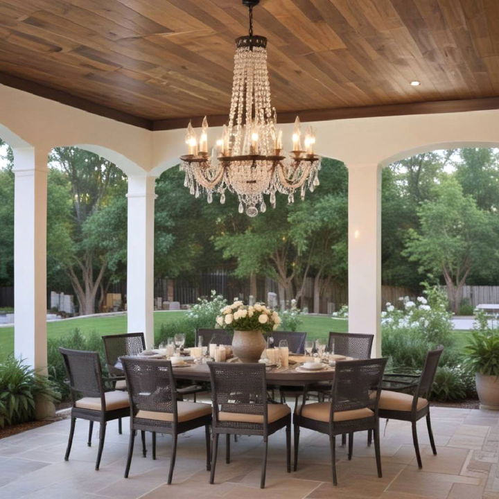 covered patio chandelier