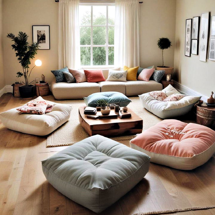 cozy and relaxing floor seating area