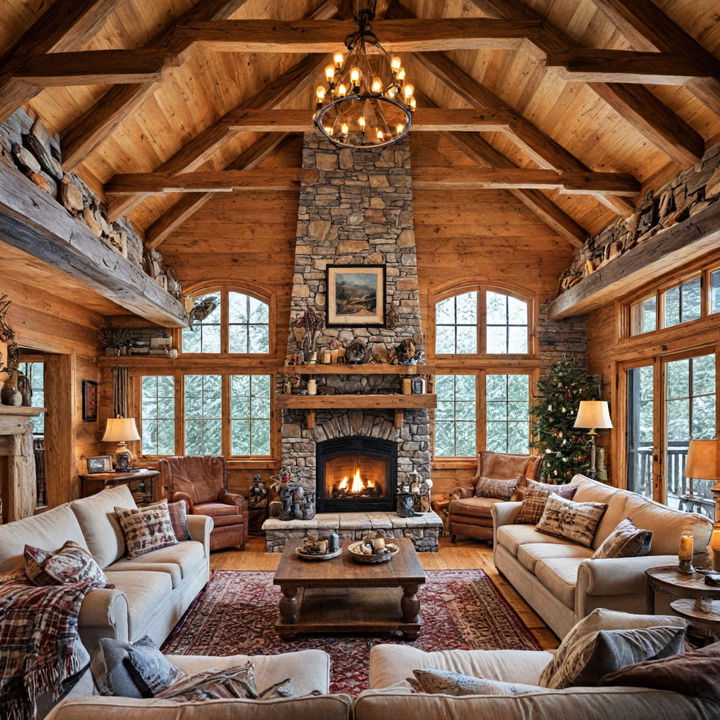 cozy and rustic cabin style living room