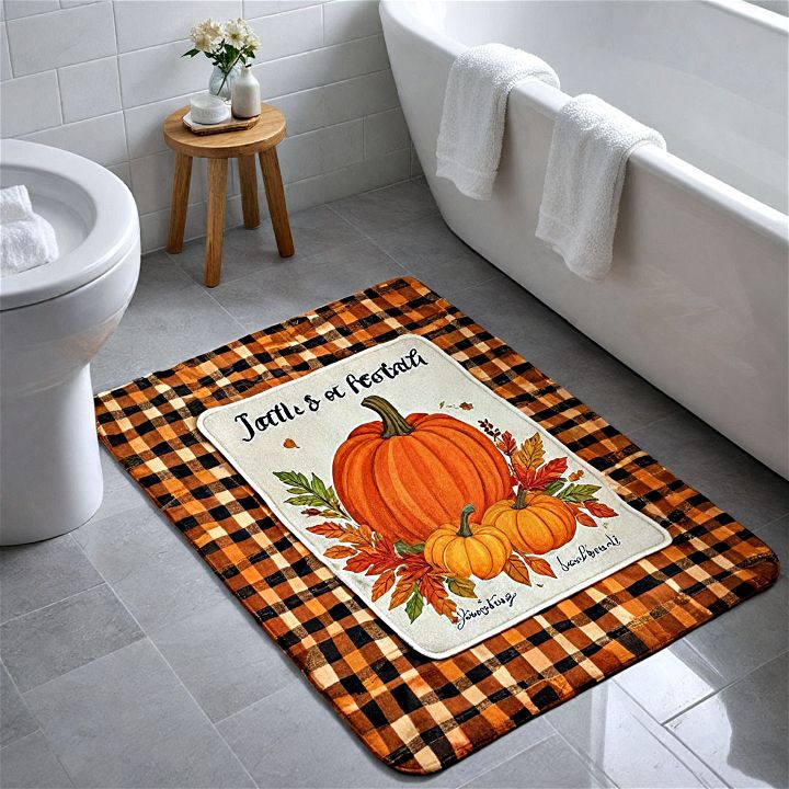 cozy bath mat for fall bathroom