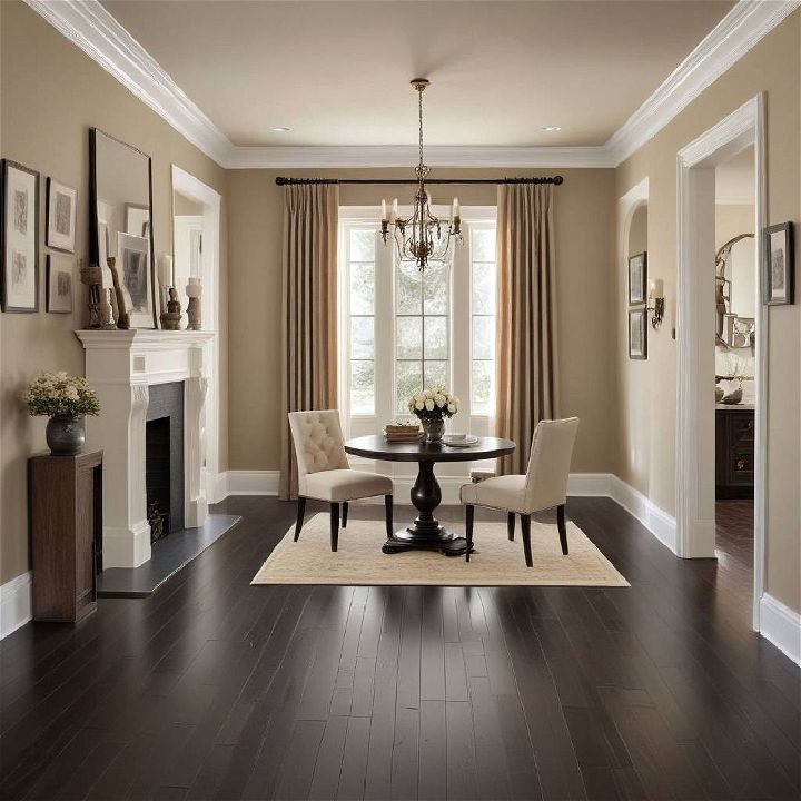 cozy beige wall and dark wood floor