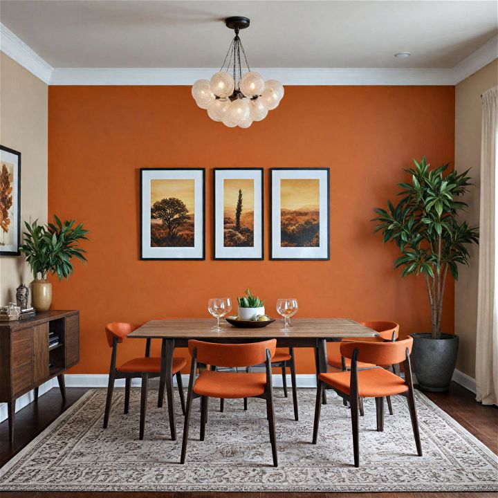cozy burnt orange dining room