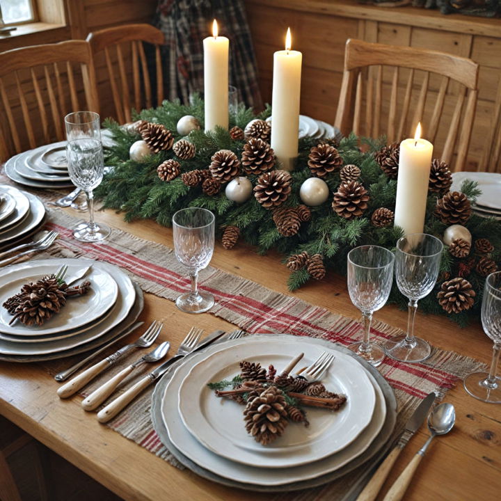 cozy cabin theme table setting