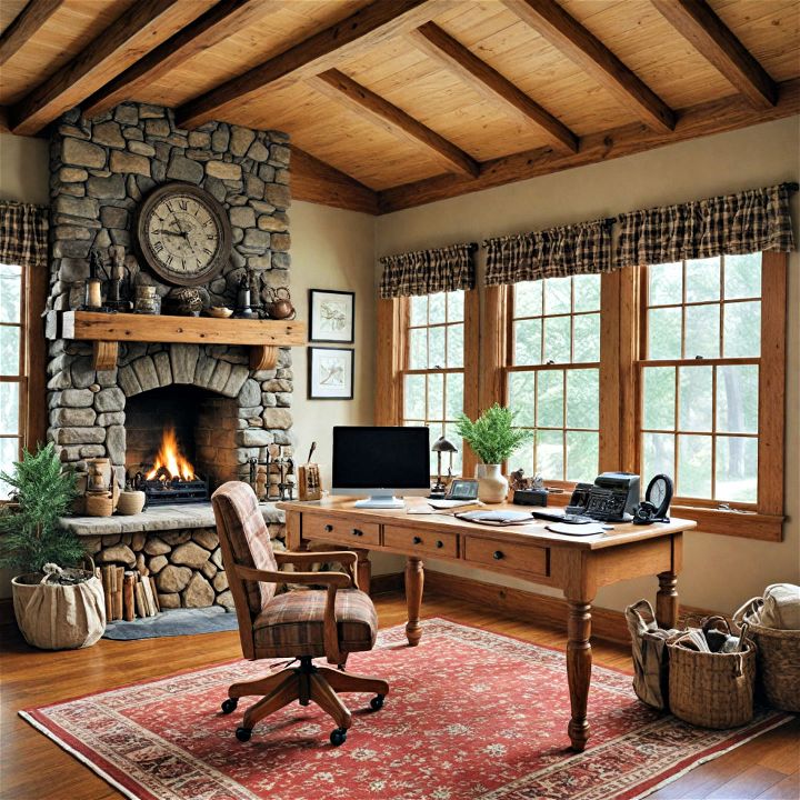 cozy cabin themed home office