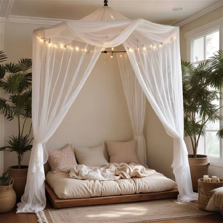 cozy canopy corner for meditation room