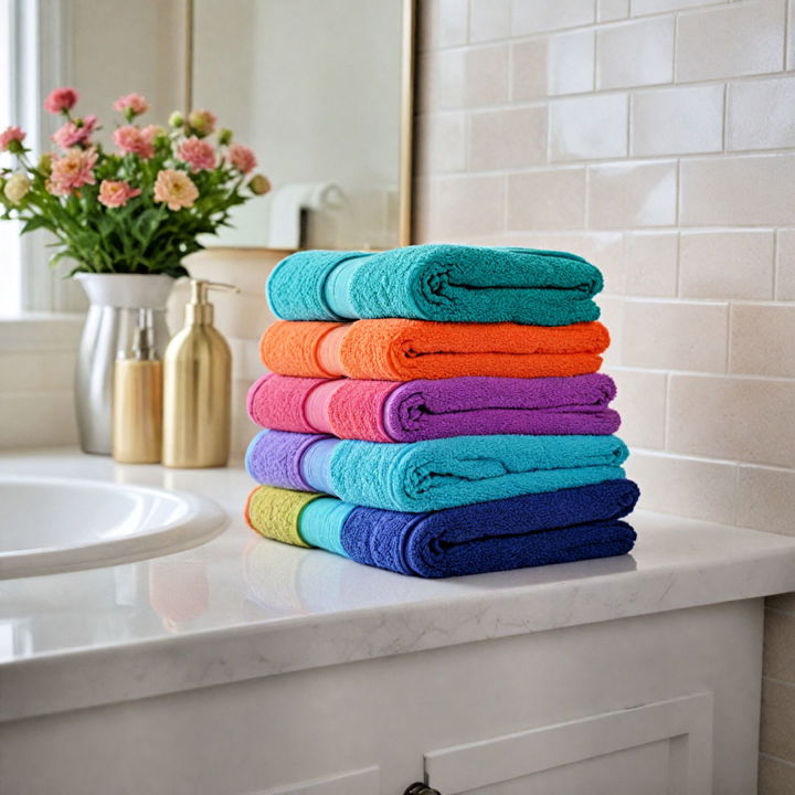 cozy colorful towels for counter decor