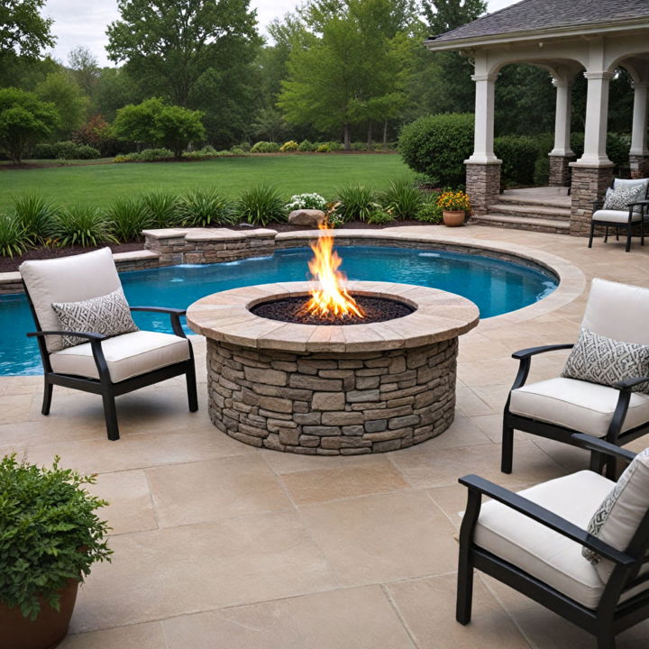 cozy fire table for pool decor