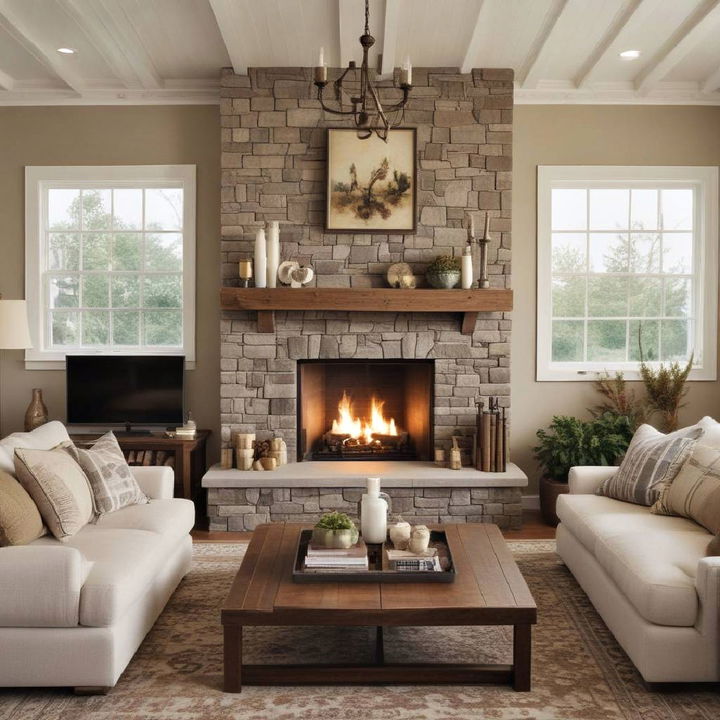 cozy fireplace area for large living room