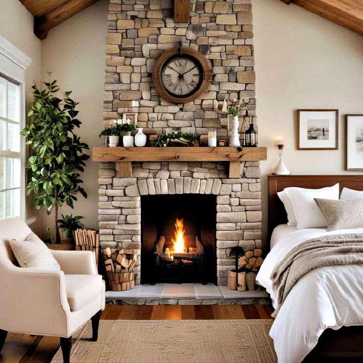 cozy fireplace feature bedroom